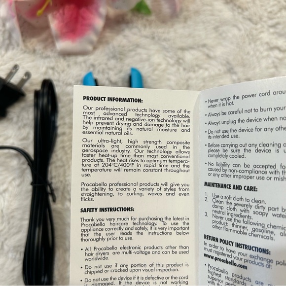 Pro Cabello Blue Mini Ceramic Tourmaline Flat Iron - Picture 8 of 10